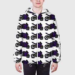 Куртка с капюшоном мужская The motorcycle is dark purple, цвет: 3D-белый — фото 2
