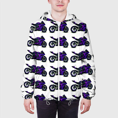 Мужская куртка Motorcycle purple gloss / 3D-Белый – фото 3