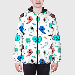 Куртка с капюшоном мужская Halloween light blue pumpkin, цвет: 3D-черный — фото 2