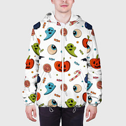 Куртка с капюшоном мужская Halloween pumpkin show, цвет: 3D-белый — фото 2