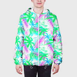 Куртка с капюшоном мужская Palm green light blue, цвет: 3D-белый — фото 2