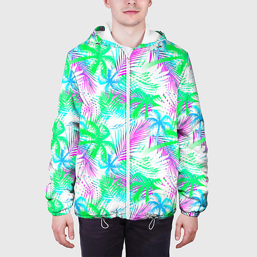 Мужская куртка Palm green light blue / 3D-Белый – фото 3