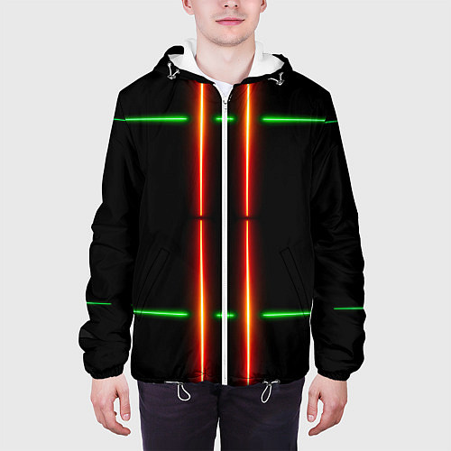 Мужская куртка Neon green black red line / 3D-Белый – фото 3