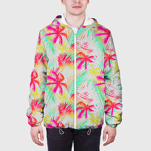 Мужская куртка Palm yellow pink / 3D-Белый – фото 3