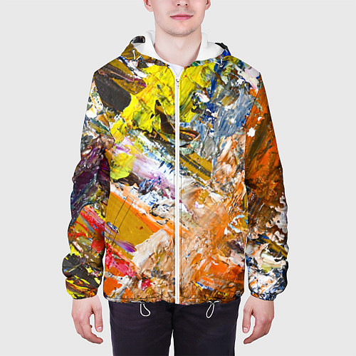 Мужская куртка Живая Абстракция: Поток Цветов и Форм в Постоянном / 3D-Белый – фото 3