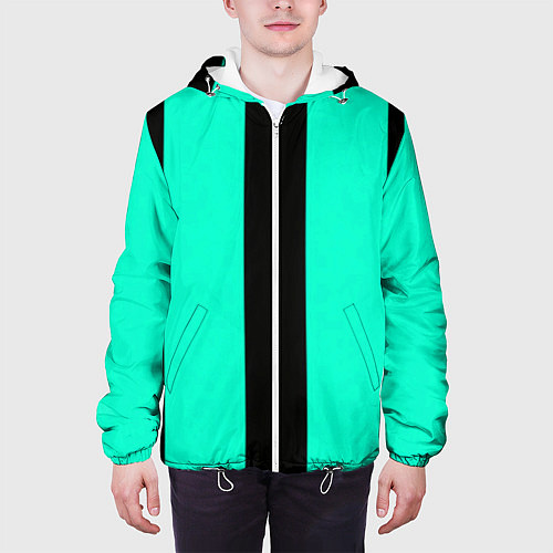 Мужская куртка Color light blue white line / 3D-Белый – фото 3