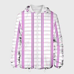 Куртка с капюшоном мужская Color white cage pink line, цвет: 3D-белый