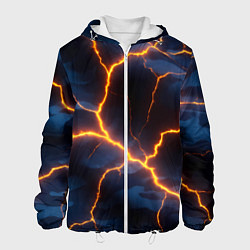 Куртка с капюшоном мужская Молния на камуфляжной текстуре, цвет: 3D-белый