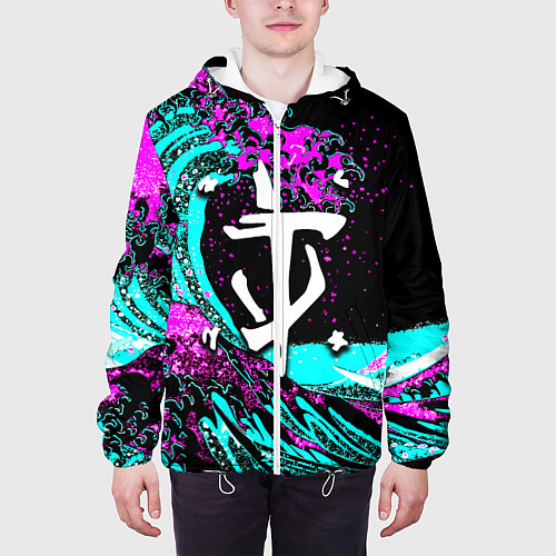 Мужская куртка Doom самураи неоновая волна / 3D-Белый – фото 3