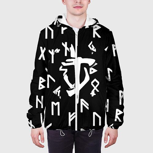 Мужская куртка Doom магические символы / 3D-Белый – фото 3