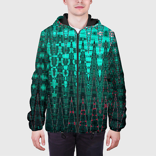 Мужская куртка Нефритовый зелёный абстракция / 3D-Черный – фото 3