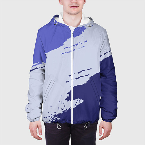 Мужская куртка Сине-голубые неравномерные полосы / 3D-Белый – фото 3
