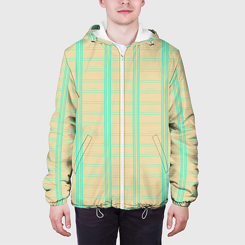 Мужская куртка Color beige cage blue stripes / 3D-Белый – фото 3