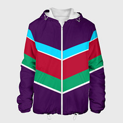 Куртка с капюшоном мужская Фиолетовый с полосами, цвет: 3D-белый