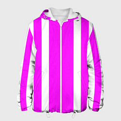 Куртка с капюшоном мужская Color white pink stripes, цвет: 3D-белый