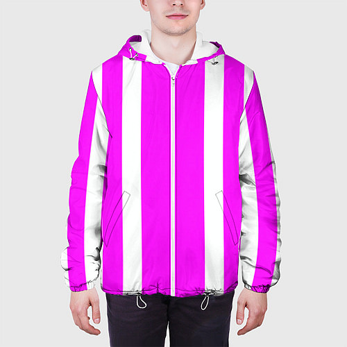 Мужская куртка Color white pink stripes / 3D-Белый – фото 3