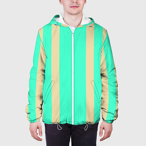 Мужская куртка Color blue beige stripes / 3D-Белый – фото 3