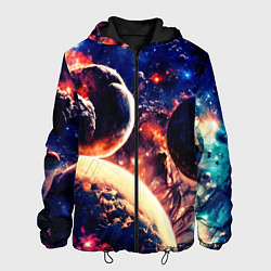 Куртка с капюшоном мужская Фантастический космос планеты, цвет: 3D-черный