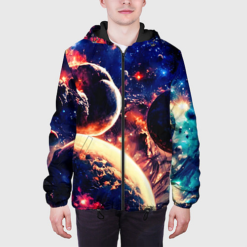 Мужская куртка Фантастический космос планеты / 3D-Черный – фото 3
