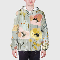 Куртка с капюшоном мужская Цветы и цветочки, цвет: 3D-белый — фото 2