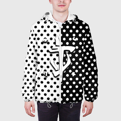Мужская куртка Doom точки черно белые / 3D-Белый – фото 3