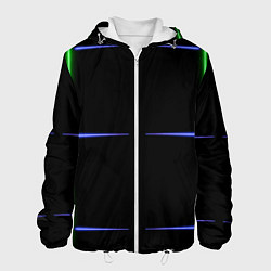 Куртка с капюшоном мужская Color black green purple stripes, цвет: 3D-белый