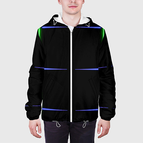 Мужская куртка Color black green purple stripes / 3D-Белый – фото 3