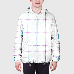 Куртка с капюшоном мужская Color white blue stripes, цвет: 3D-белый — фото 2