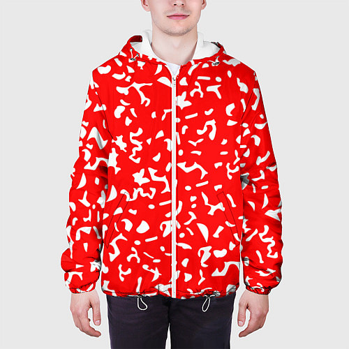 Мужская куртка Красный яркий камуфляж / 3D-Белый – фото 3