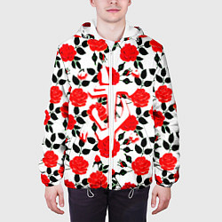 Куртка с капюшоном мужская Doom розы, цвет: 3D-белый — фото 2