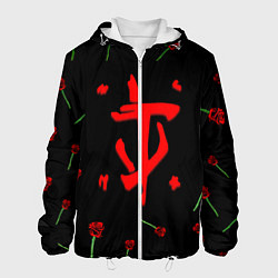 Куртка с капюшоном мужская Doom rose pattern, цвет: 3D-белый