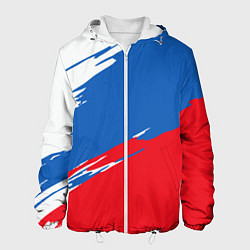Куртка с капюшоном мужская Белый Синий Красный, цвет: 3D-белый