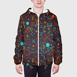 Куртка с капюшоном мужская Different shapes of geometry, цвет: 3D-белый — фото 2