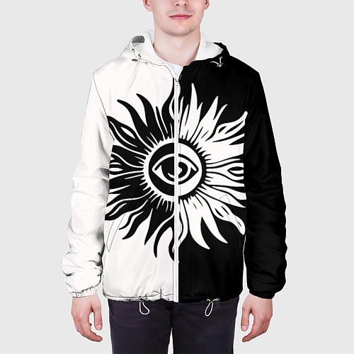 Мужская куртка Солнце черно-белое / 3D-Белый – фото 3