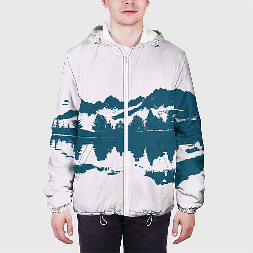 Мужская куртка Лес и озеро / 3D-Белый – фото 3