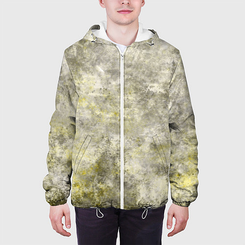 Мужская куртка Абстракция - yellow acidic liquid / 3D-Белый – фото 3