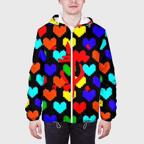 Мужская куртка Doom love pixel pattern / 3D-Белый – фото 3