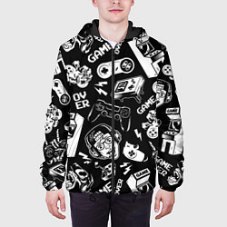 Куртка с капюшоном мужская Retro gamer pattern, цвет: 3D-черный — фото 2