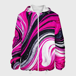 Куртка с капюшоном мужская Розово белая абстракция, цвет: 3D-белый
