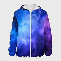 Куртка с капюшоном мужская Неоновый яркий космос, цвет: 3D-белый