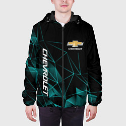 Куртка с капюшоном мужская Chevrolet треугольные линии, цвет: 3D-черный — фото 2