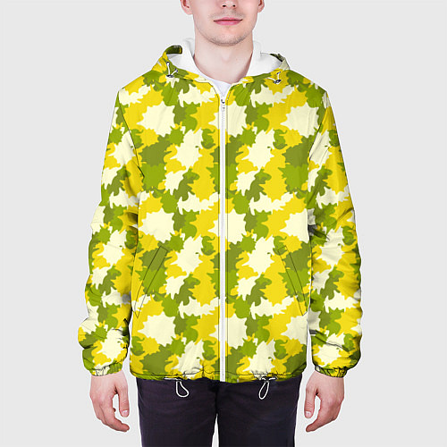 Мужская куртка Яркий камуфляж желтые и зеленые пятна / 3D-Белый – фото 3