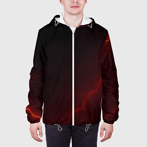 Мужская куртка Красная молния на черном / 3D-Белый – фото 3
