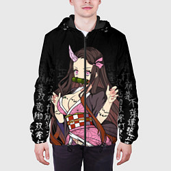 Куртка с капюшоном мужская Клинок, рассекающий демонов, Незуко Комадо, цвет: 3D-черный — фото 2