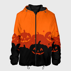 Куртка с капюшоном мужская Хэллоуин счастливые тыквы, цвет: 3D-черный