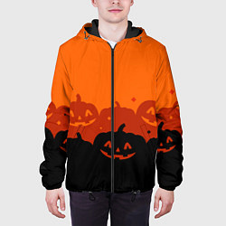 Куртка с капюшоном мужская Хэллоуин счастливые тыквы, цвет: 3D-черный — фото 2