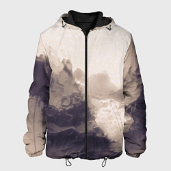 Куртка с капюшоном мужская Сепия абстрактная горная река, цвет: 3D-черный