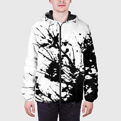 Куртка с капюшоном мужская Чёрная взрывная краска на белом, цвет: 3D-черный — фото 2