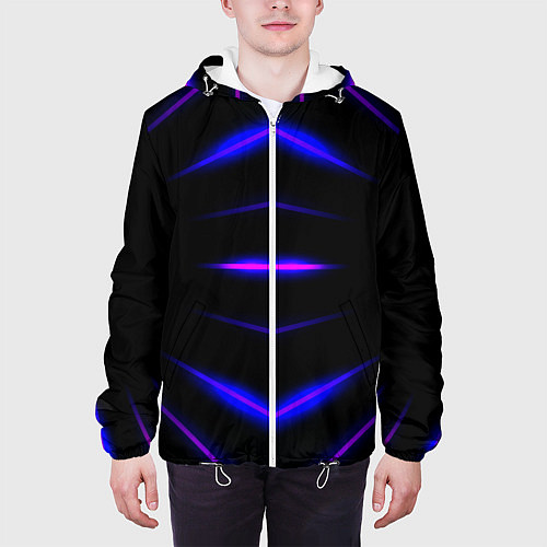 Мужская куртка Color black neon stripes / 3D-Белый – фото 3