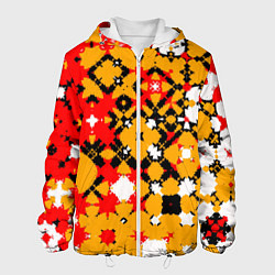 Куртка с капюшоном мужская Красно-желтая геометрическая абстракция, цвет: 3D-белый
